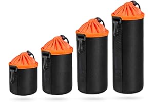 Lens Pouch,Waterproof Protective Lens Bag for SLR Camera Lens,with Adjustable Drawstring and Rotating Clamp,Camera Lens Bag f