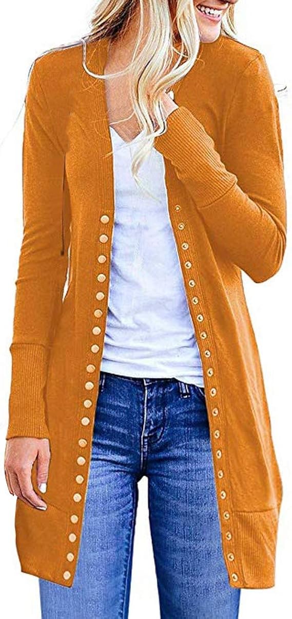 Oksea Damen Long Cardigan Strickjacke Damen Strickjacke Langarm Kurz ...