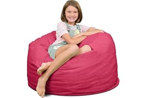 ULTIMATE SACK 3000 (3 Ft.) Bean Bag Chair: Giant Foam-Filled Furniture - Machine Washable Covers, Durable Inner Liner, 100% Virgin Foam. Comfy Bean Bag Chair. (Pink, Fur)