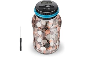 LELWOY Digital Counting Money Jar, Digital Coin Counter with LCD Display Large Capacity Money Saving Box for Kids Adults as Gift on Christmas,Birthday (Blue)