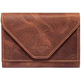 grande 3639 Genuine Leather Card Holder For Women and Men Slim Minimalist Small Accordion Magnetic Wallet (Chocolate Brown)