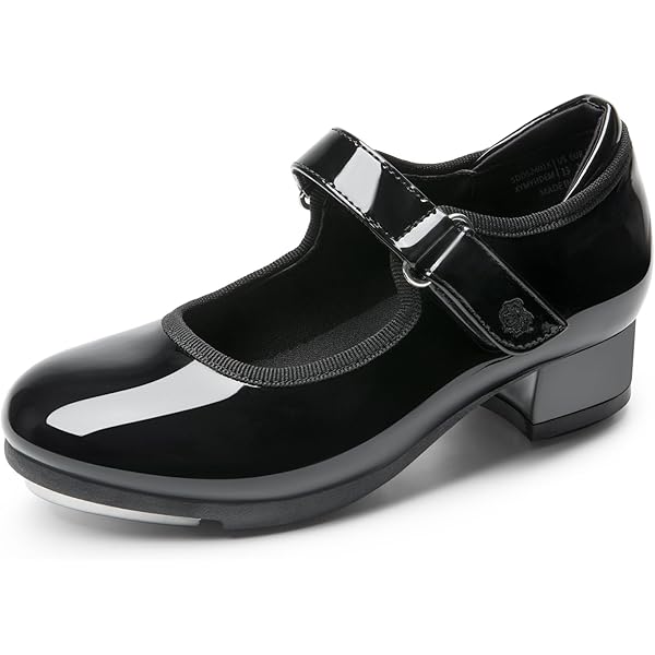 Linodes PU Leather Tap Dance Shoes - 1.55 Inch Heel Ankle Strap Character Shoes