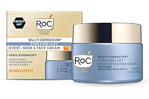 RoC Multi Correxion 5 in 1 Chest Neck Face Moisturizer Face Cream with SPF 30 for Visible Wrinkle and Neck Firming and Tightening, Oil Free Skin Care, 1.7 oz (Packaging May Vary)