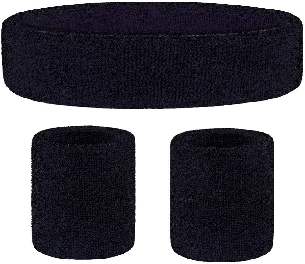 Favofit Headband/Wristbands for Women Men Girls Boys for Gym Workout & Yoga, 3 Piece Set, Super Comfy Sports Sweatbands for Football Baseball Basketball Soccer Tennis, Sweat Out of Your Eyes & Wrists : Clothing