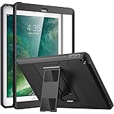 MoKo Case Fit 2018/2017 iPad 9.7 6th/5th Generation - [Heavy Duty] Shockproof Full Body Rugged Hybrid Cover with Built-in Scr