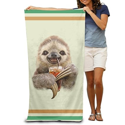 Amazoncom Funny Sloth Drinking Cute Sloth Bath Towels