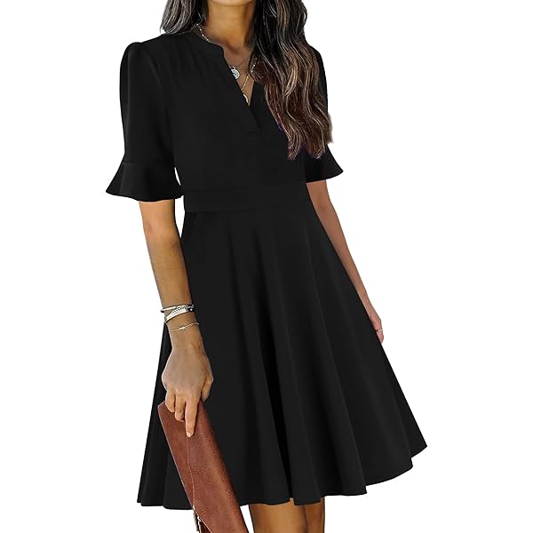 fit and flare dress with sleeves and pockets Karen Kane 3/4 Sleeve Fit & Flare Dress in Black Medium