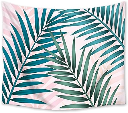 Wall Hanging Tapestry Tropical Plants Palm Leaves Living Room Bedroom Home Dorm Decor Nordic Modern style Art Tapestries -Green and Pink