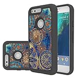 Google Pixel Case,LEEGU [Shock Absorption] Dual Layer Heavy Duty Protective Silicone Plastic Cover Case for Google Pixel - Gear Wheel