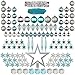 ITART 122ct Christmas Tree Ornaments Decorations Assortment Including Tree Topper Balls Snowflakes Stars Pine Cones Miniature Gift Boxes Tinsel and Beads Garlands Finial (Silver and Blue)