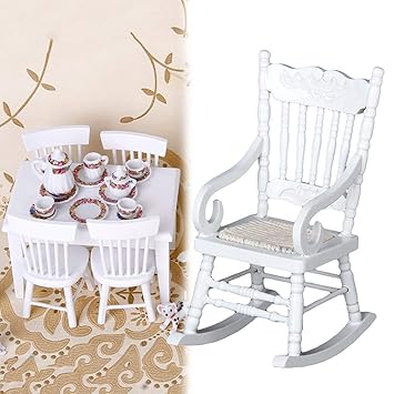 Outgeek Dollhouse Chair Stylish Mini Size Rocking Chair Model Dollhouse Furniture