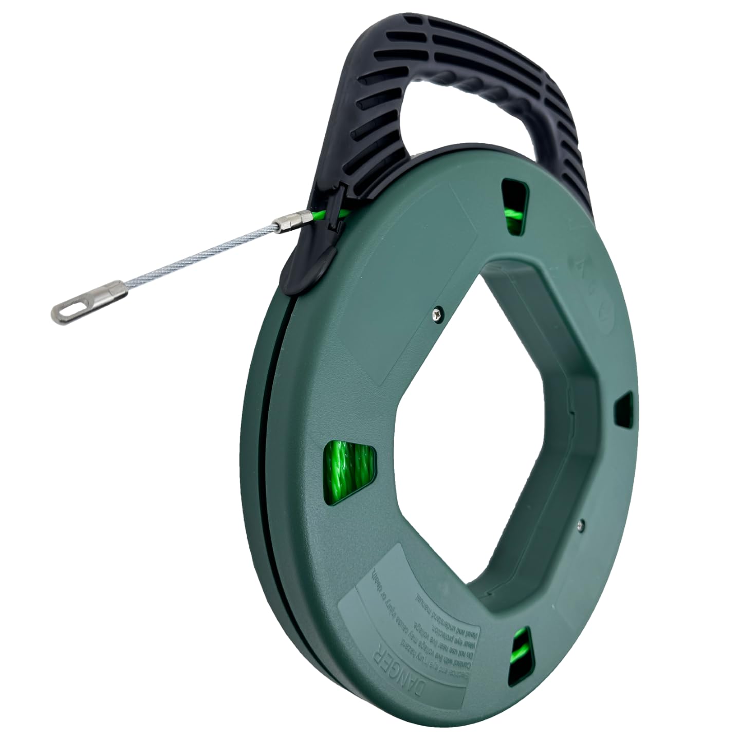 IRSCorp 4mm 100ft Fish Tape Reel PET Cable Puller Cable Rods Shatterproof Case Electrical Cable Puller Through Wall Wire Guide Device Threader Green