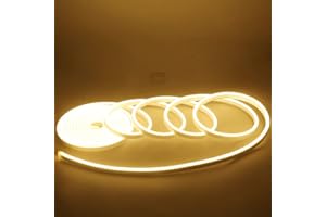 DUOFU365 Warm White Neon LED Strip Light, DC 12V 600 SMD2835 LED Neon Rope Lights,Upgraded 16.4ft/5m Led Light Strips Flexible Waterproof for Indoor/Outdoors Home Decoration/DIY