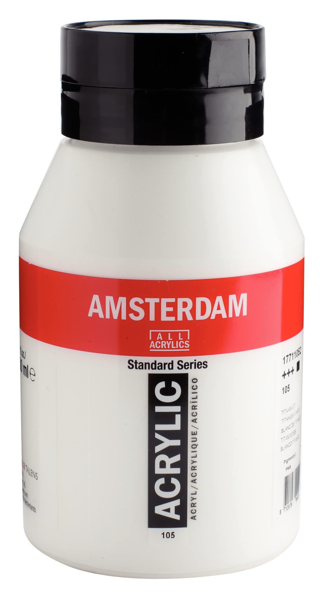 Amsterdam Standard Series Acrylic Paint Titanium white 105, 1000 ml Tube, Semi-Transparent, High Lightfastness, Medium Viscosity, Satin Finish, Durable, Versatile for Various Surfaces — image 1