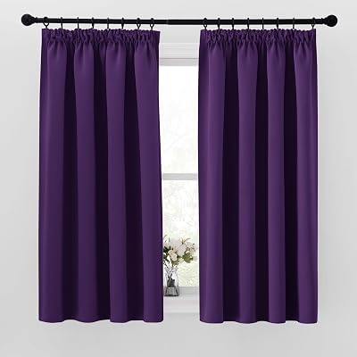 PONY DANCE Purple Blackout Thermal Curtains 46x54 2 Panels Pencil Pleat