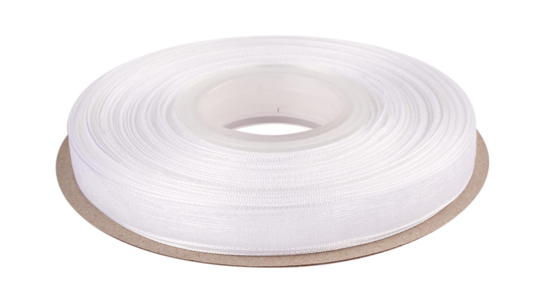 Ribbonitlux 9mm Sheer Organza Ribbon, White Shimmer Chiffon Ribbon 45M-Roll, Ideal for Wedding Events Christmas Decaration Making Floral Bouquets DIY Crafts