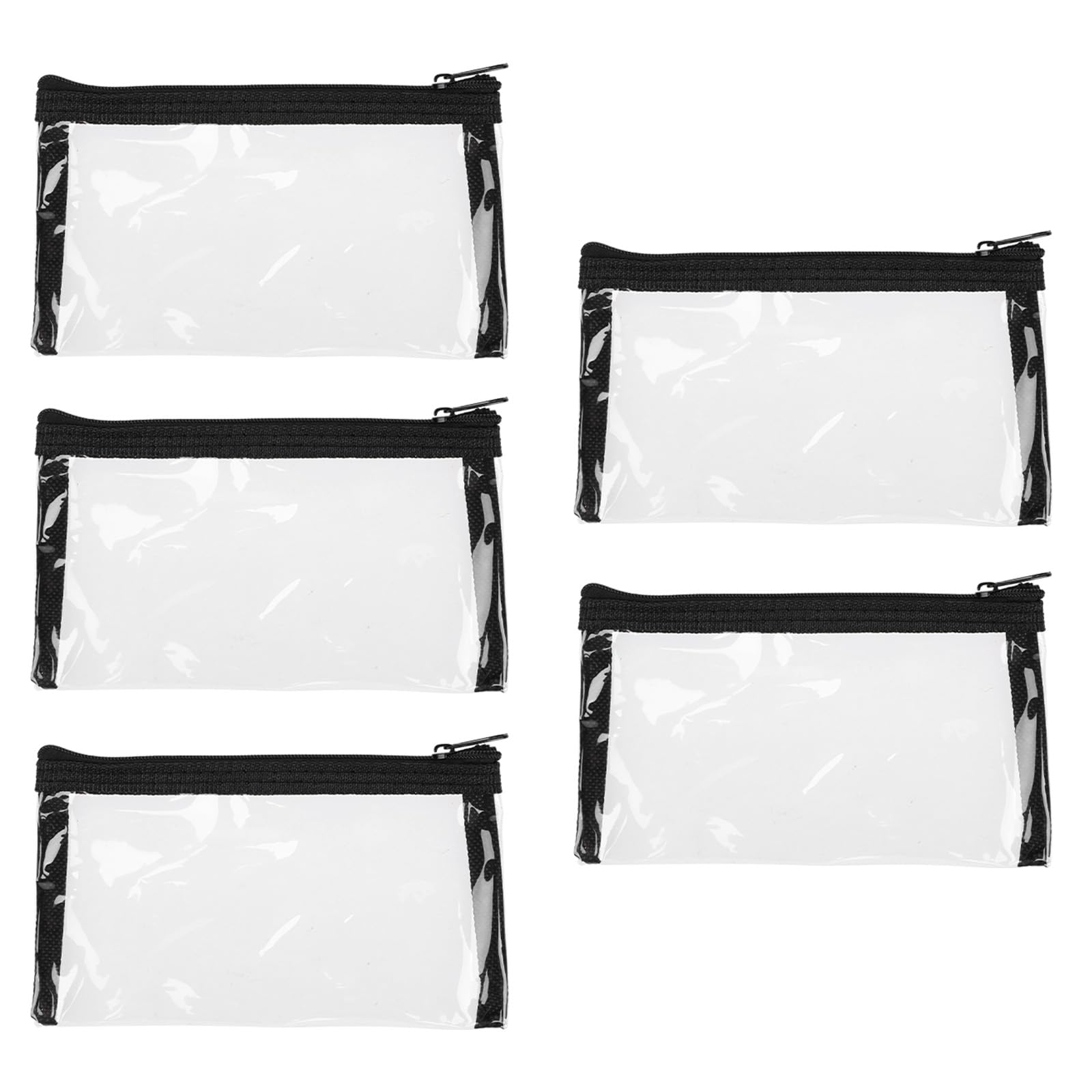 Photo 1 of Hariendny 5 Pcs 6 x 3.5-inch Clear Waterproof Cosmetic Bag with Zipper Small Makeup Pouches for Purse Mini Clear Zipper Bag, Small Travel Kit Storage Pouch for Bathroom Vacation Organizing(Black)