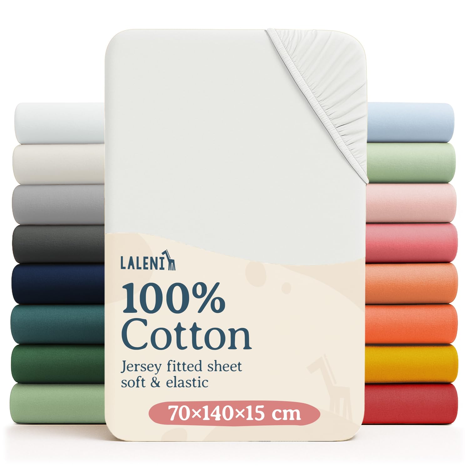 Laleni Cot Bed Sheets 140 x 70 cm Set of 2, Oeko-Tex Certified Soft 135 g/m² Cotton Travel Cot Sheets, Ivory