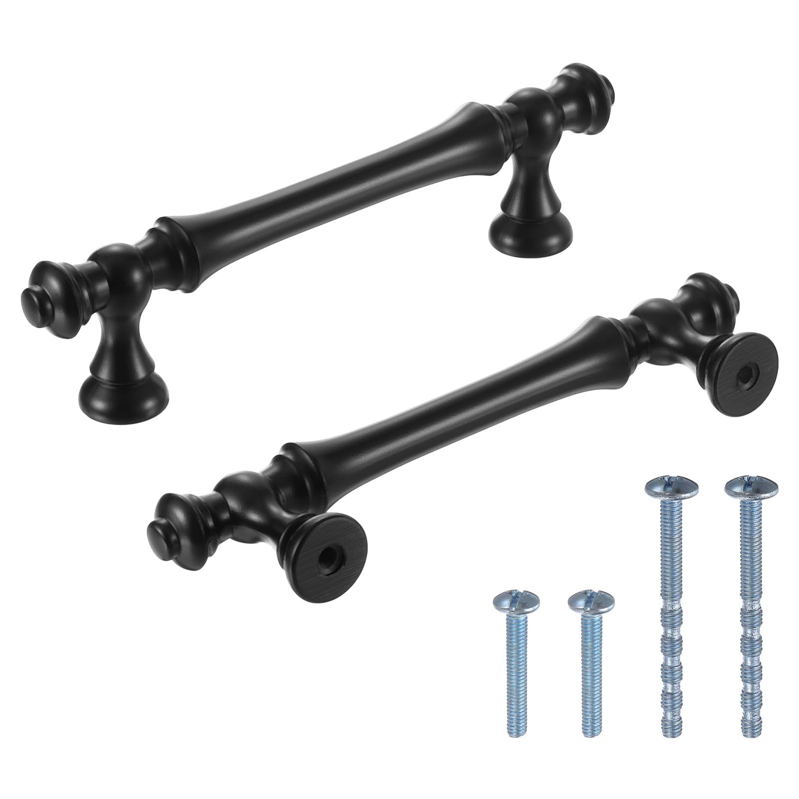 Uxcell 6pcs Matte Black Kitchen Knobs, Kitchen Drawer Handles Zinc Kitchen Dresser Knobs Drawer Straight Knobs Hardware Pulls 5 inch(12.8cm) for Kitchen Cupboard