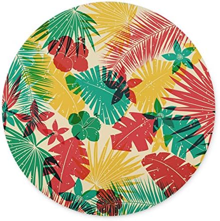leaves, plants and flowers. Retro offset mouse pad, Natural Rubber Round Mouse Pad, Quality Creative Wrist-protected Wristbands Personalized Desk, Round Mouse Pad
