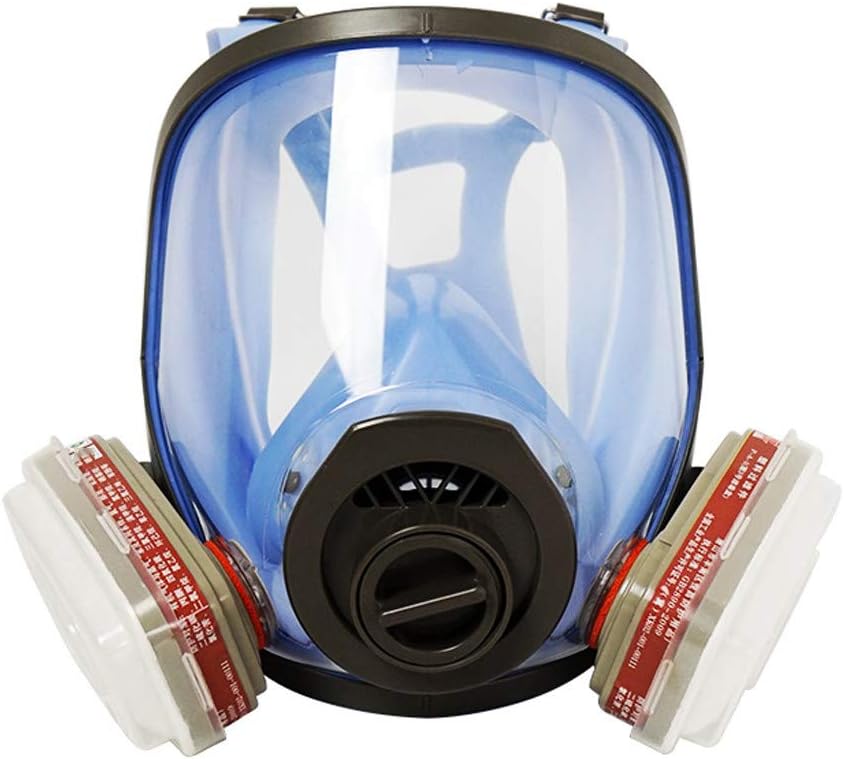 HLDUYIN Full Face Respirator Gas Mask, Respirator, Activated Carbon Respirator Masks, Double Air Filter Cartridges, Dust Chemical Respirator,Red