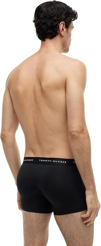 Herren 3er Pack Boxershorts Trunks mit Logobund, Schwarz (Black/Black/Black), S