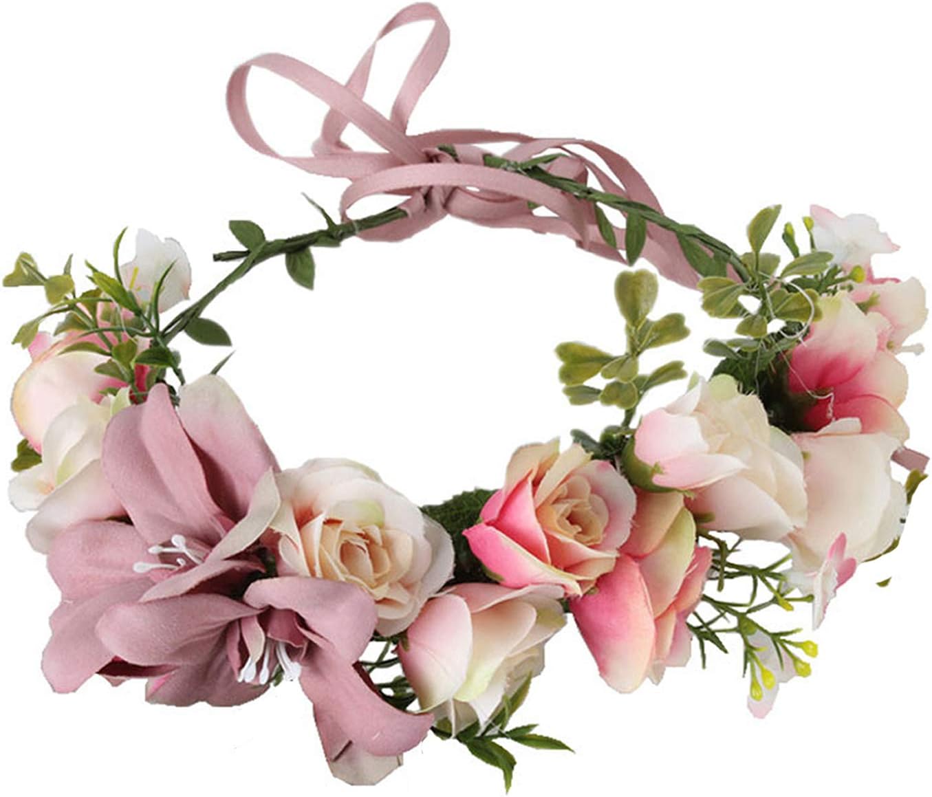 Handmade Adjustable Flower Wreath Headband Halo Floral Crown Garland Headpiece Wedding Festival Party