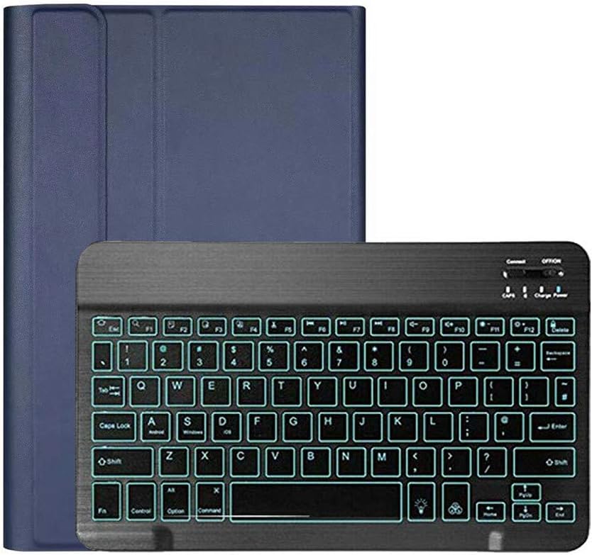 Backlit Keyboard Case Compatible with Samsung Galaxy Tab S6 10.5 2019 SM-T860/T865 Detachable Wireless Bluetooth Tablet Keyboard BT Backlight Smart Folio Case Cover - 7 Color Backlight (Dark Blue)