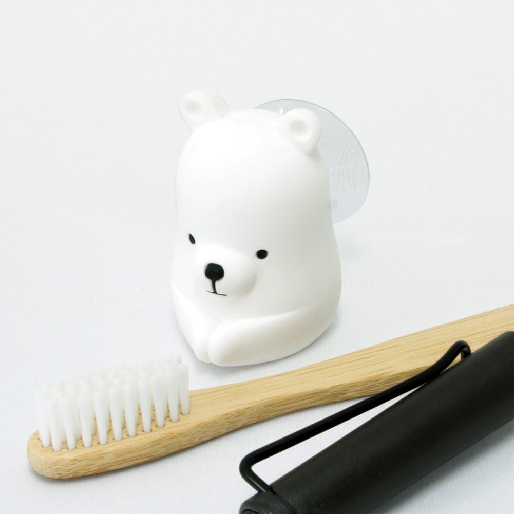 MIKEEP Chikachika Toothbrush Holder Cute Animal Design Platinum Silicon White Bear