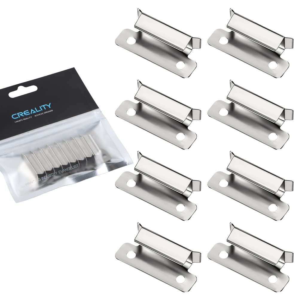 Creality Ender 3 Glass Bed Clips 7mm - Original Clamps for Ender 3 V2, 3S, 5 Pro, CR-20 Pro, CR-10S Heated Glass Platform (8 Pieces)