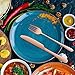 Annvchi Eco Friendly Utensils Set - Reusable Silverware Set with Case - 8 Pieces Including Knife Fork Spoon Chopsticks Straws Brush and Carrying Case, Reusable Silverware Set to Go (Rose Gold)