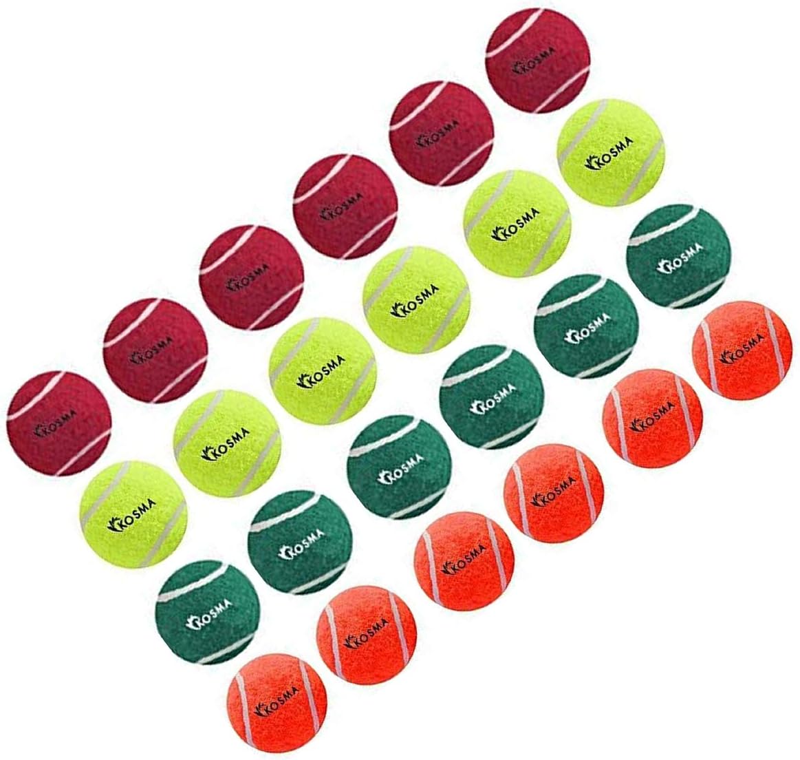 Kosma Pack of 24 Tennis Balls, Red, Orange, Flourescent Yellow, Green - Image 3