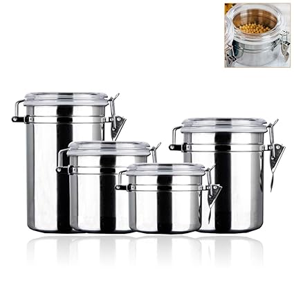 4 Pieces Stainless Steel Airtight Food Storage Container Sets