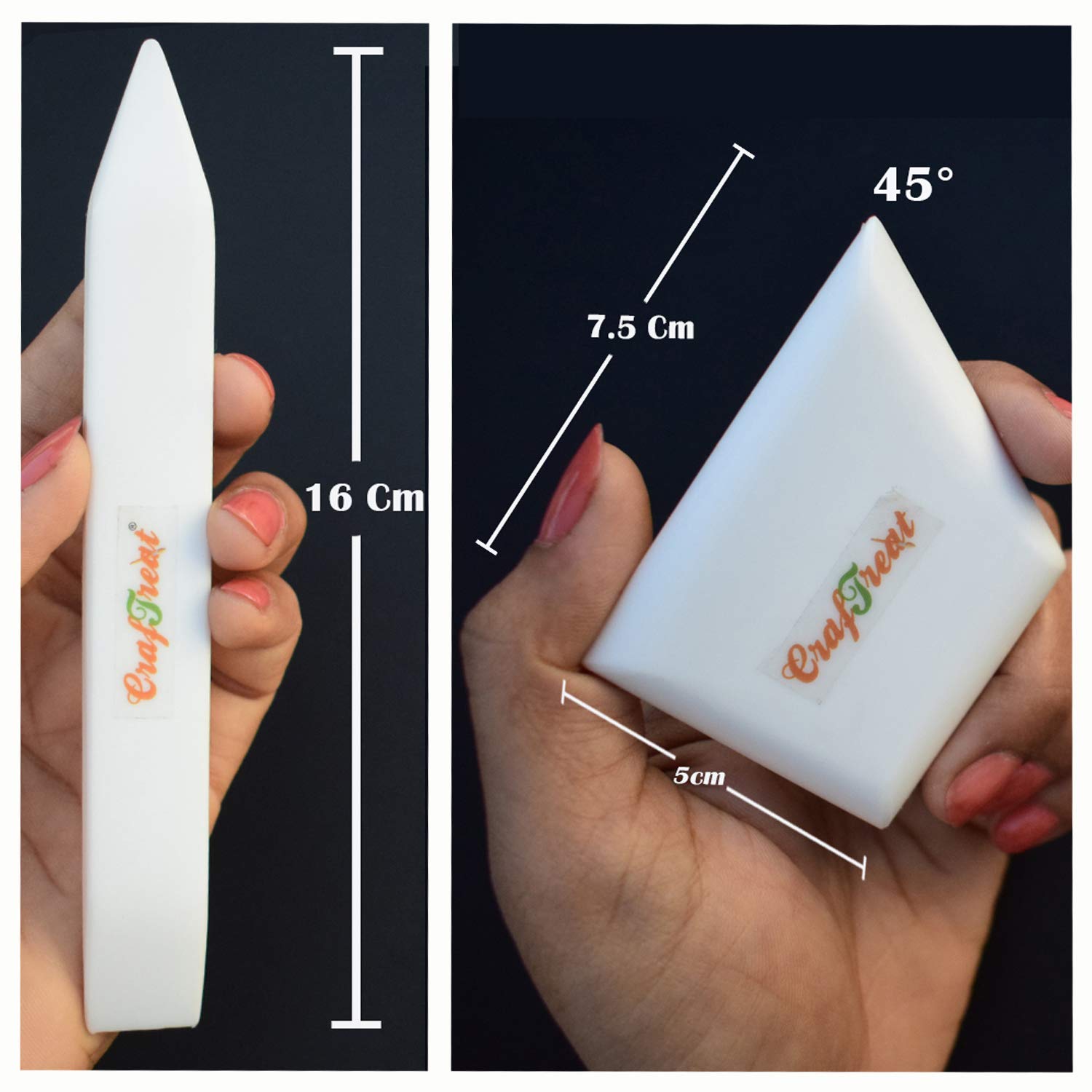 CrafTreat Teflon Bone Folder and Scoring Tool Set - Large & Ergo Square - Paper Scorer for Paper Crafting, Origami, Bookbinding - Leather Burnishing Tool - Smooth, Non Stick, Ergonomic Craft Tool