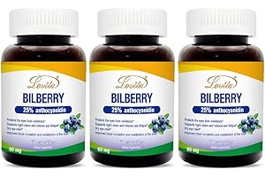 Lovita Bilberry Extract Capsules, Extra Strength Bilberry 6000 mg Equivalent, Standardized Bilberry Extract with High 25% Anthocyanins for Eye Health & Ocular Support, 60 Capsules (Pack of 3)