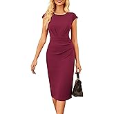 GRACE KARIN Women's Wear to Work Dresses 2026 Cap Sleeve Sheath Bodycon Midi Dress Ruched Business Office Pencil Dress