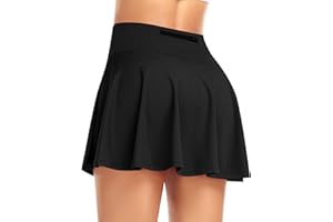 DERCA Tennis Skirt for Women with Pockets Pleated Golf Skort Athletic Skirts with Shorts Workout Sports Skirts Casual