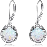 POPLYKE FreshWater Pearl Dangle Earrings 925 Sterling Silver Lapis lazuli Turquoise Larimar Opal Black Pearl Leverback Earrings for Women Birthday Hypoallergenic