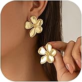Flower Earrings Gold Dangle Statement Large Big Floral Earrings for Women Unique Floral Jewelry Summer Dresses Party Prom Beach Vacation Accessories Trendy Jewelry Gifts