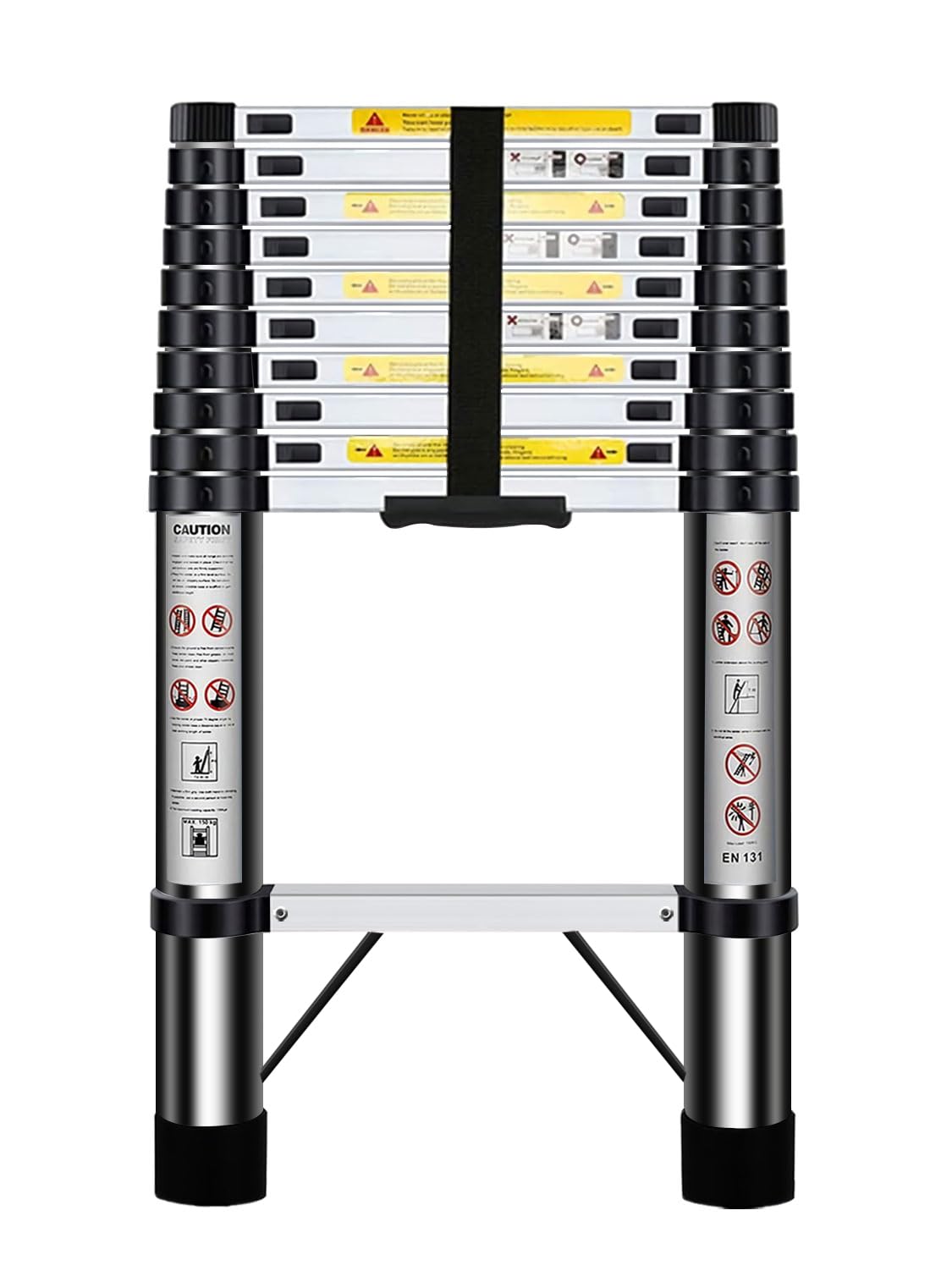 Nestling Telescopic Ladder 3.2m, Ladder Extendable Stainless Steel, Multi Purpose Ladder Portable, Adjustable Height, for Decorating, Painting, Garden, Wei: 10.5kg