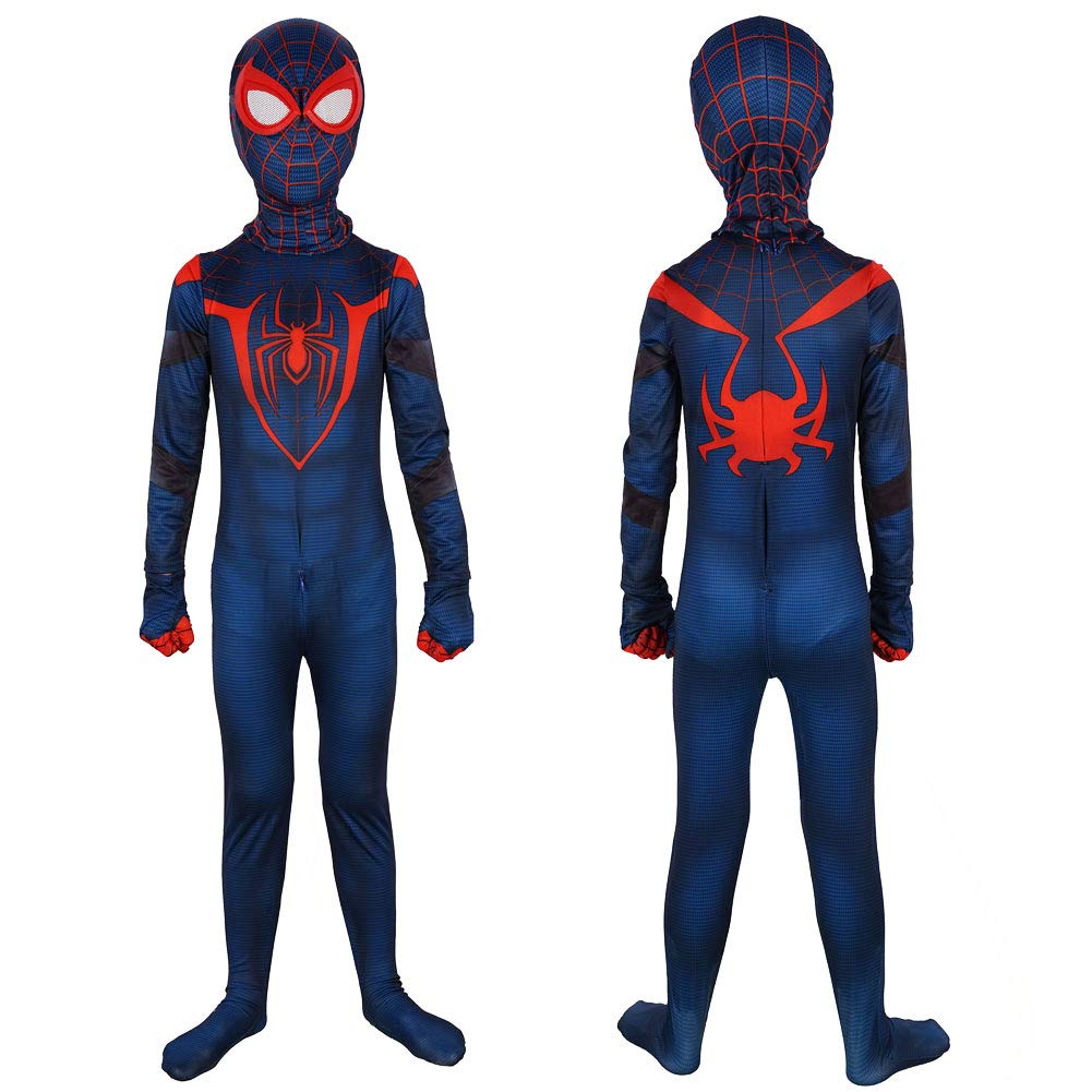 2020 Spider Man Miles Morales Cosplay Costume Halloween Blue Jumpsuit