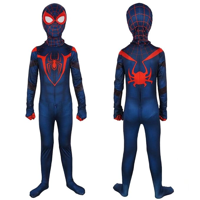 2020 Spider Man Miles Morales Cosplay Costume Halloween Blue Jumpsuit
