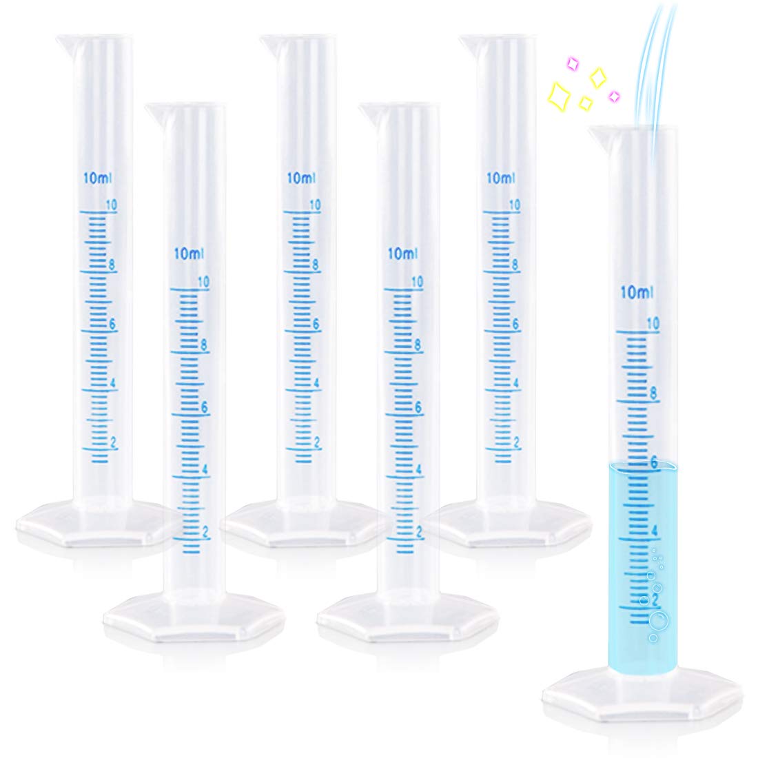 Buy Kalevel 6pcs Measuring Cylinder 10ml Graduated Cylinder Clear