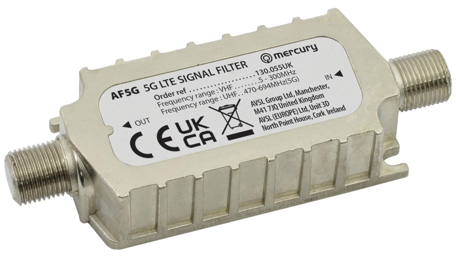 Mercury | 5G LTE In-line Signal filter Digital TV, Satellite, Cable and DAB/FM radio signals
