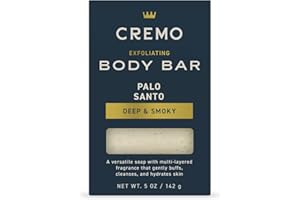 Cremo Exfoliating Body Bar for Men, Palo Santo Scent, Multi-Layered Fragrance That Buffs, Cleanses and Hydrates Skin, 5oz
