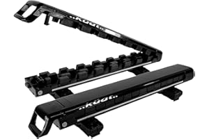 KUAT Grip 4 Durable Universal Car SUV Rooftop Crossbars Mounted Winter Sports Gear Hauling Transportation Slide-Out Locking Clamshell Rack, Fits 6 Skis/4 Snowboards - Black with Gray Anodize