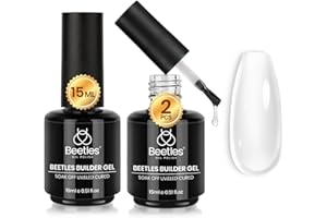BEETLES GEL POLISH beetles 7 in 1 Clear Builder Gel Nail Set, 15ml Building Gel for Nail Apex and Extension in Strengthener Hard Gel Bottle, Led Lamp Gel Rhinestone