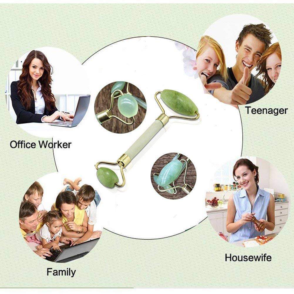 Zinnor (2 Pack) Jade Roller,Natural Jape Facial Beauty Massage Tool - Jade Roller Face Thin Massager | Face Body Head Neck Spa Massager Anti-Aging Cold Therapy