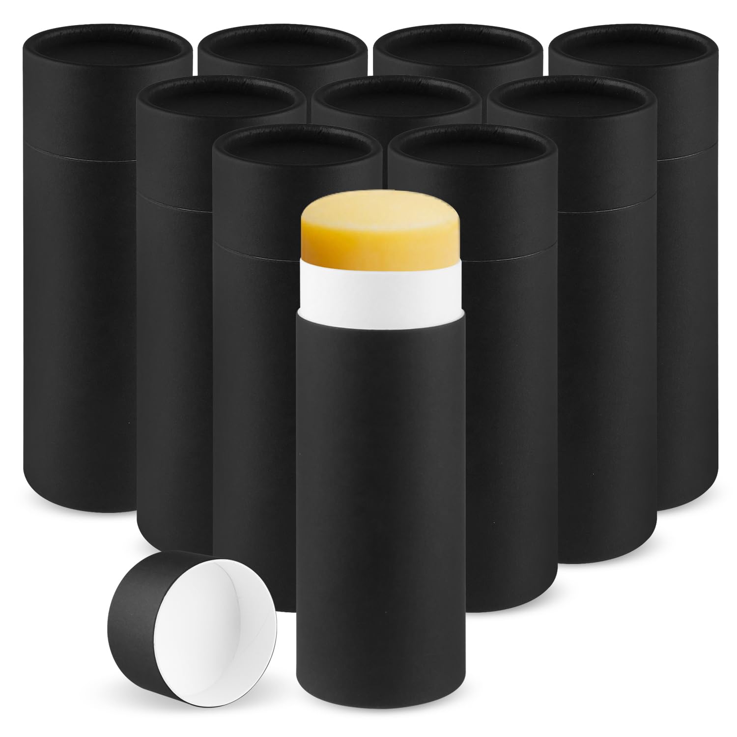 Photo 1 of 10 Pcs 75g/2.5oz Paperboard Deodorant Tubes Refillable Cardboard Tubes Empty Solid Perfume Container Lotion Sticks Jars for DIY Cosmetic Samples Deodorant - Black