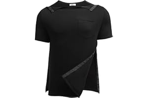Deyeek Men's Post Shoulder Surgery Shirts Recovery Tear Away Short Sleeve Full Open Side Snap Adaptive Chemo Clothing